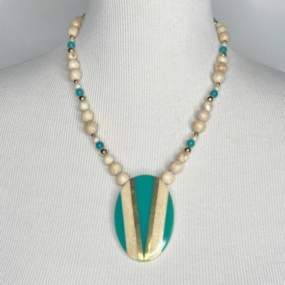 Karla Jordan‎ Vintage Statement Pendant Bead Chain Necklace - Picture 2 of 6